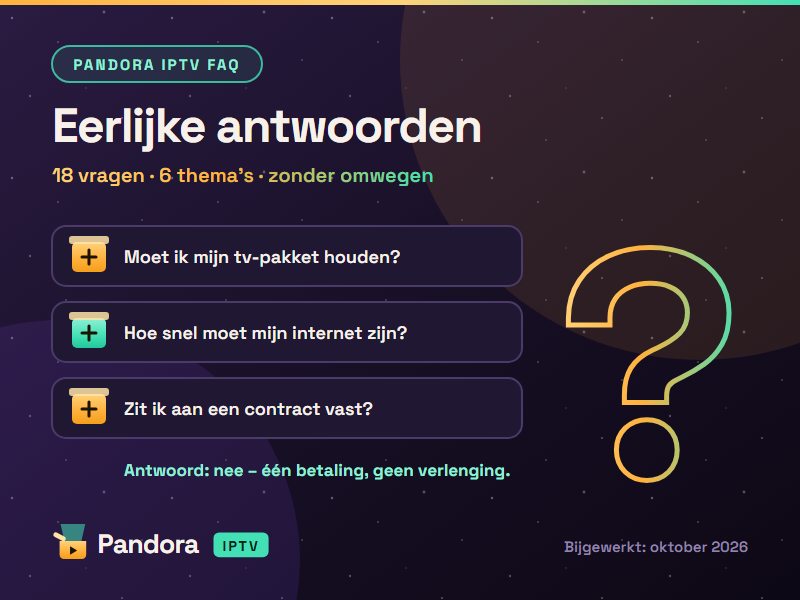 Pandora IPTV FAQ – antwoorden over abonnement, installatie en betalen